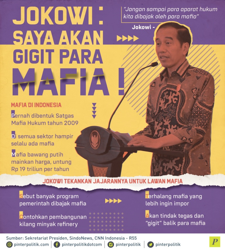 Jokowi tekankan untuk lawan mafia di Indonesia