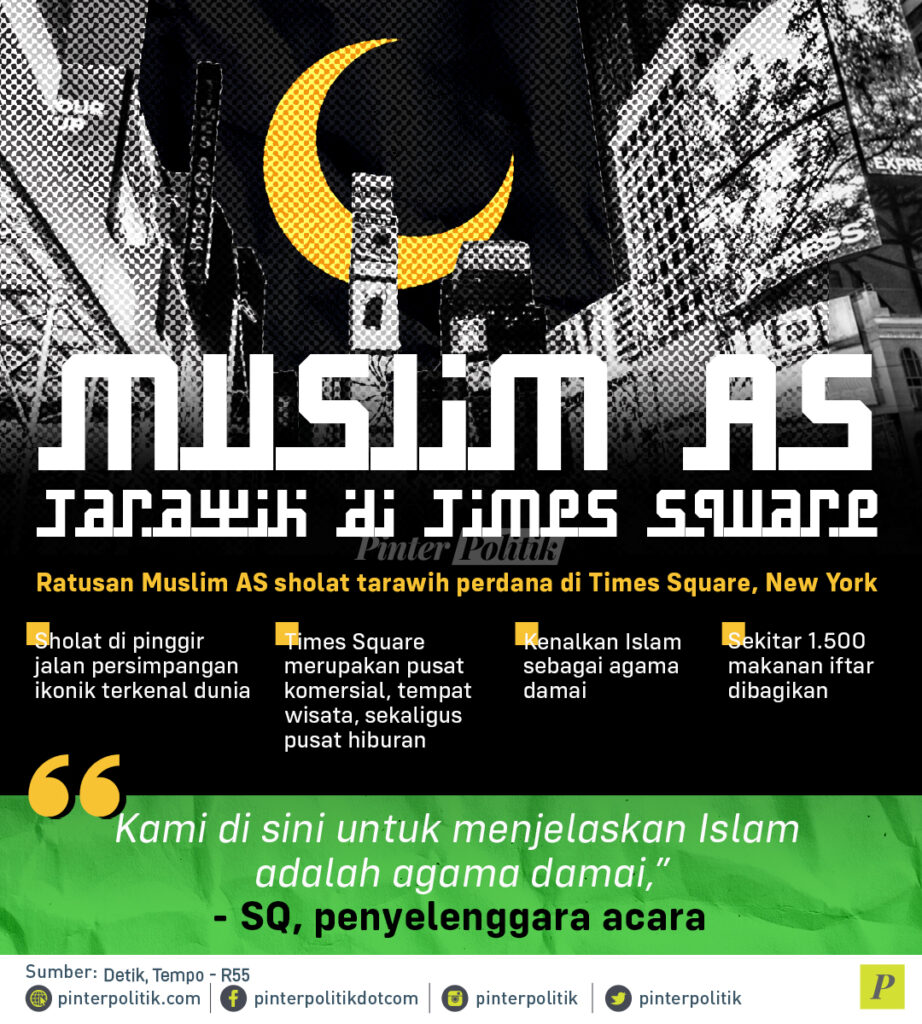 infografis muslim as tarawih di time square
