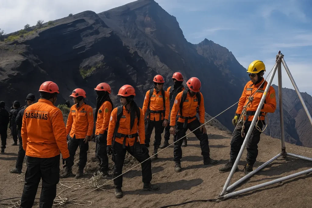 ilustrasi basarnas di gunung rinjani