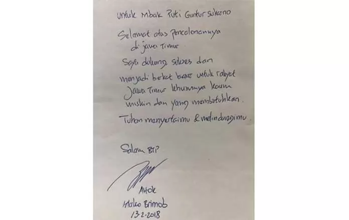 Surat ‘Cinta’ Ahok Untuk Puti
