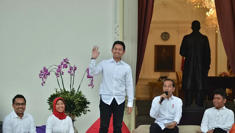 Belva Devara saat diperkenalkan Presiden Jokowi sebagai Staf Khusus.