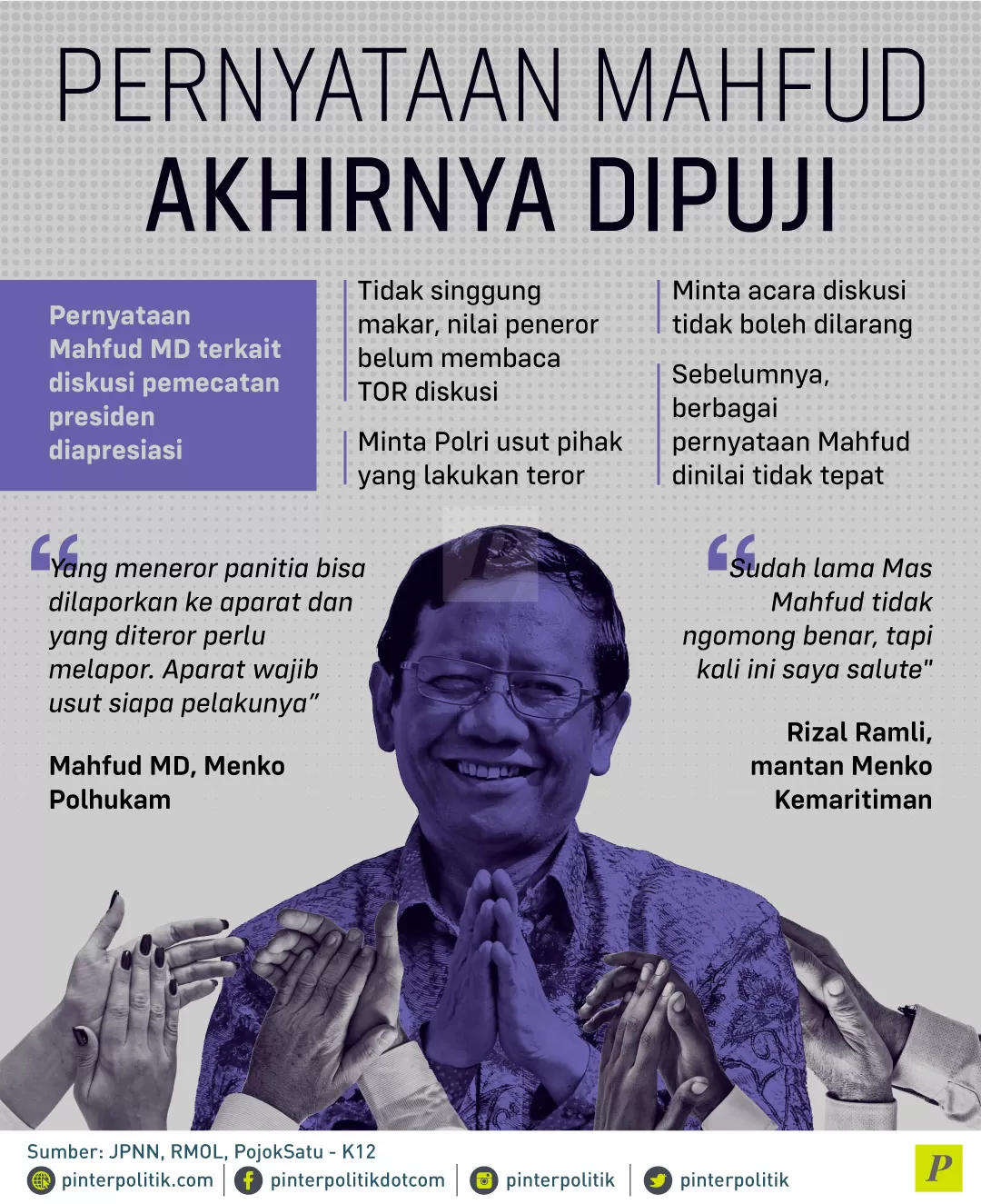 Pernyataan Mahfud MD terkait diskusi pemecatan presiden