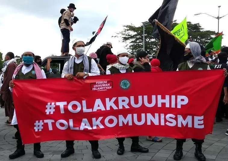 Demonstrasi penolakan RUU HIP di kawasan Titik Nol Yogyakarta pada 20 Juni 2020