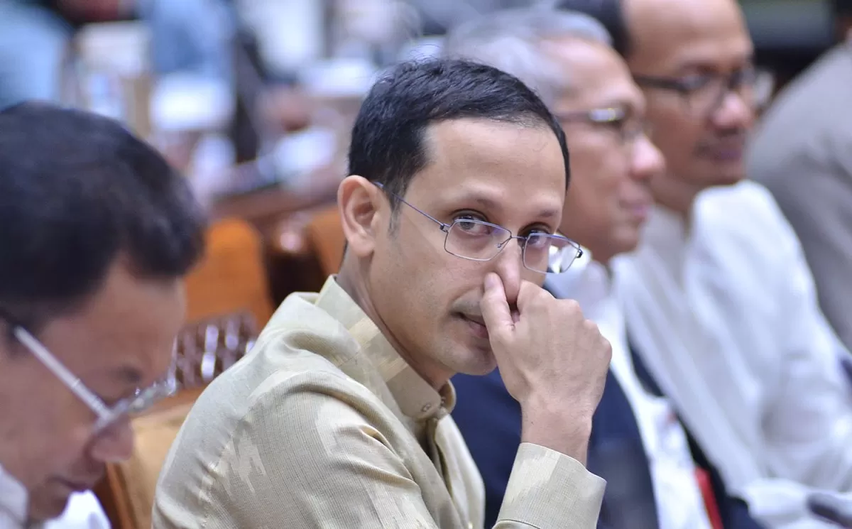 Menteri Pendidikan dan Kebudayaan, Nadiem Makarim saat melakukan rapat kerja dengan Komisi X DPR RI pada Februari lalu.