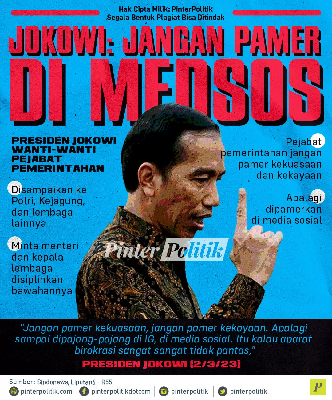 infografis jokowi jangan pamer di medsos