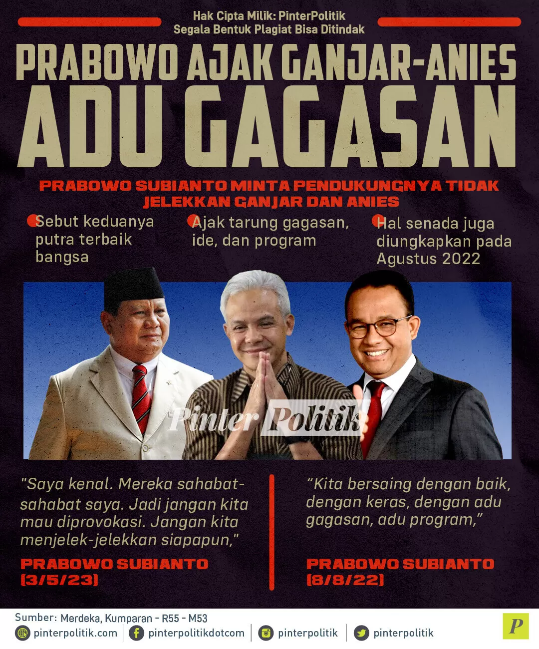 infografis prabowo ajak ganjar anies adu gagasan