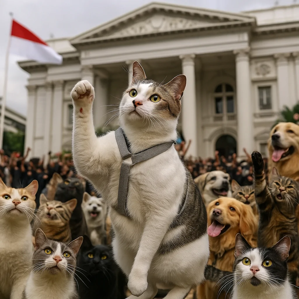 20251003 1306 perayaan kucing di dpr remix 01k6masm1fe7ca184gv8g3hmpr