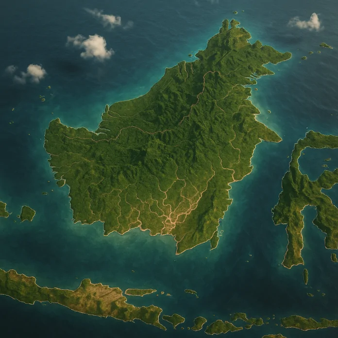 20251102 1249 pulau kalimantan dari atas simple compose 01k91hrzkdf1h9cmwndgvtfq19