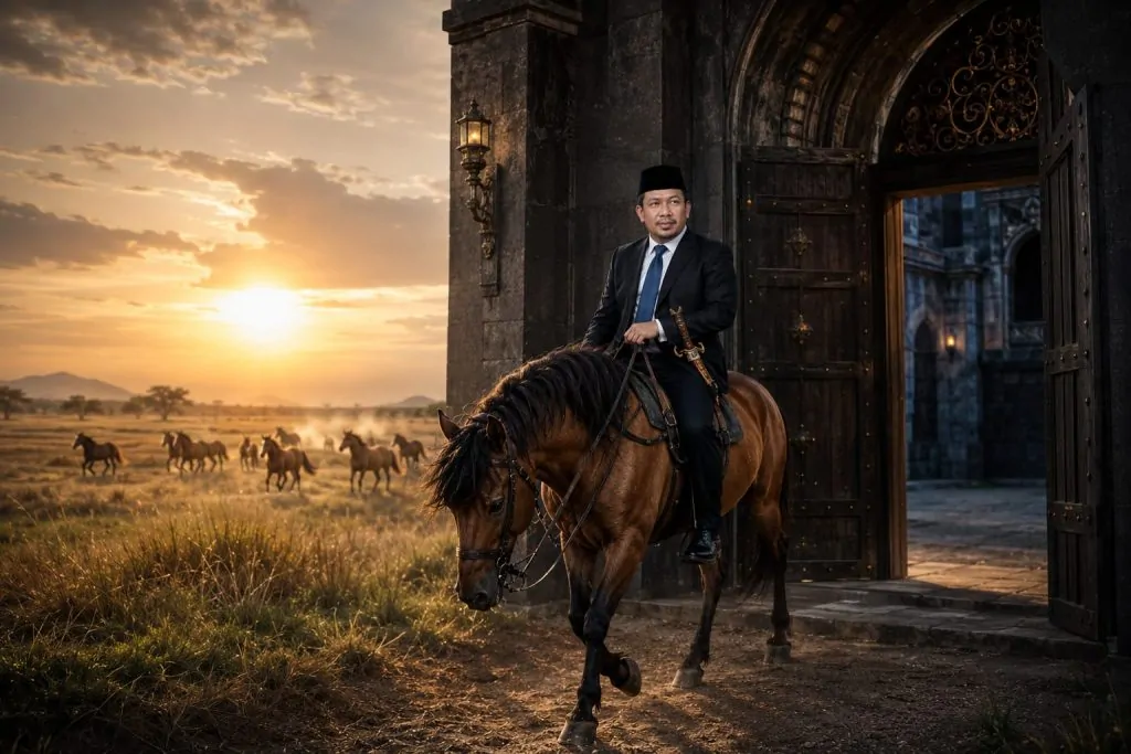 Ilustrasi Fahri Hamzah dan Kudannya yang letih (Foto: ChatGPT)