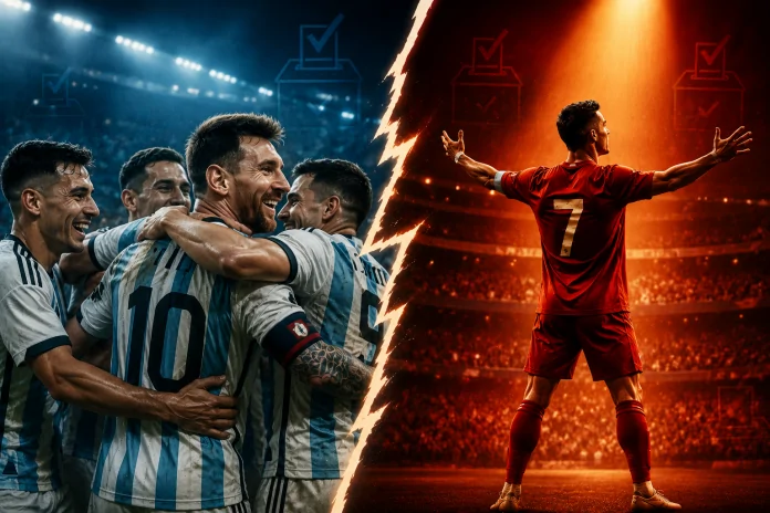 Ilustrasi Messi dan Ronaldo